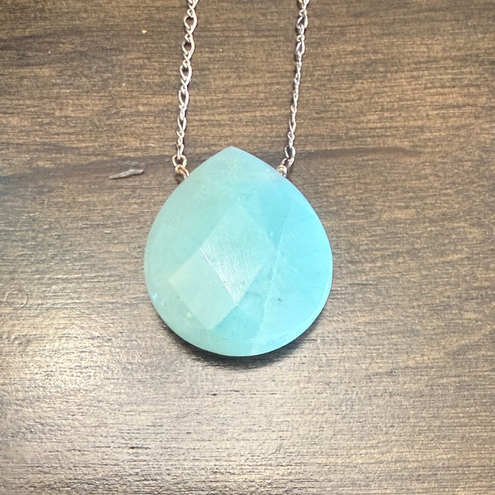 Elegant Kendra Scott Green Sterling Silver 925 Teardrop Pendant Necklace